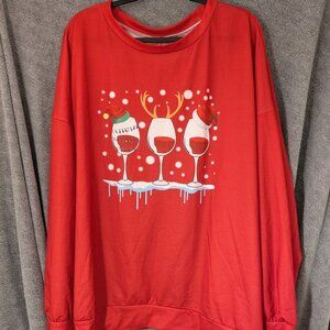 LAST CHANCE!   New! Plus size 5X Christmas Wine Top 60" Chest